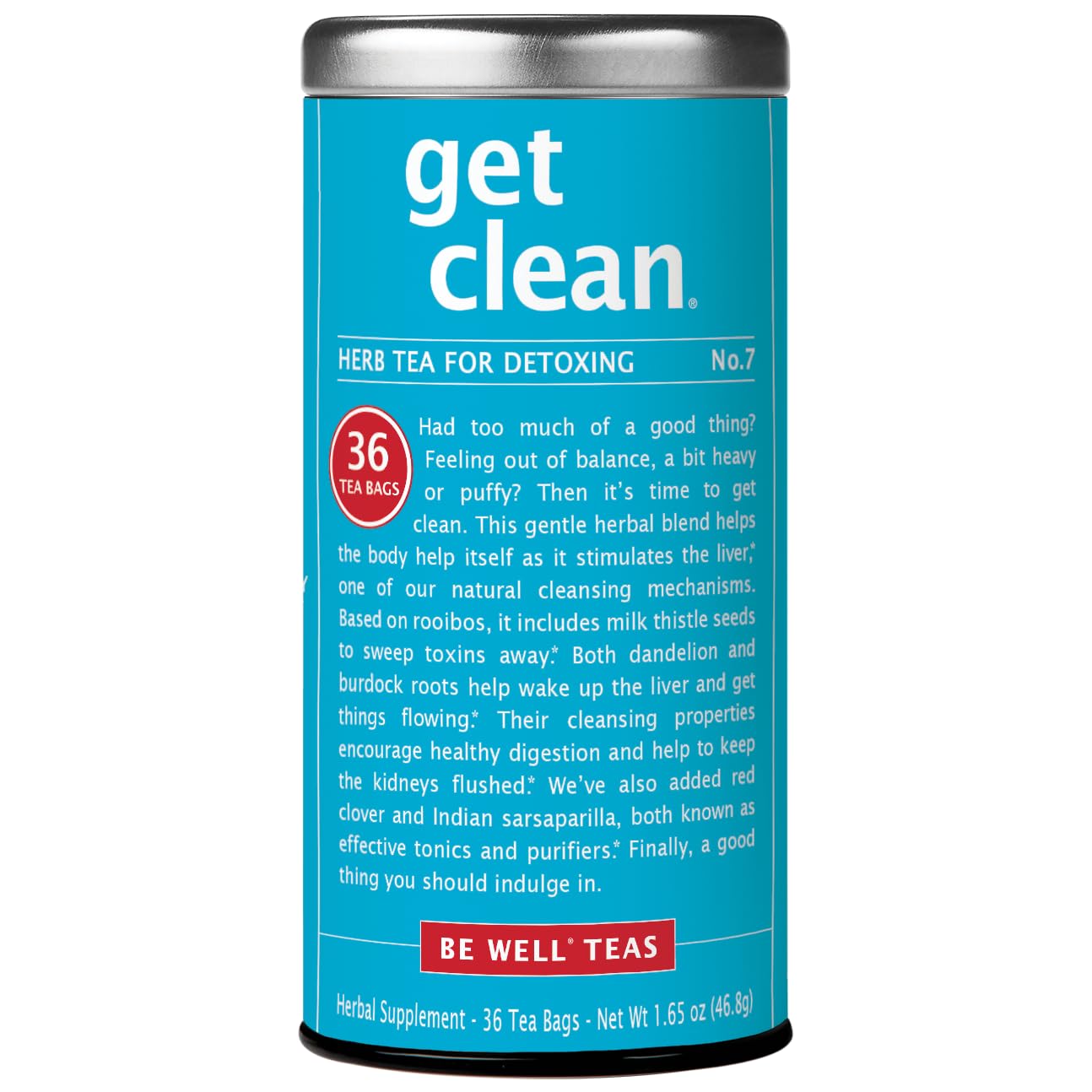 The Republic of Tea Get Clean Herb Tea, No Caffeine, 36 Count, Natural, Model 742676408567