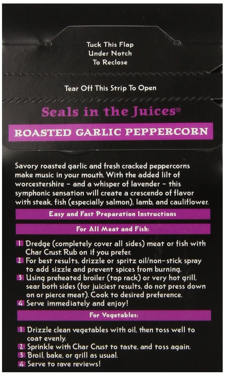 Char Crust Dry-Rub Seasoning, Roasted Garlic Peppercorn, 4-Ounce Boxes (Pack Of 6)