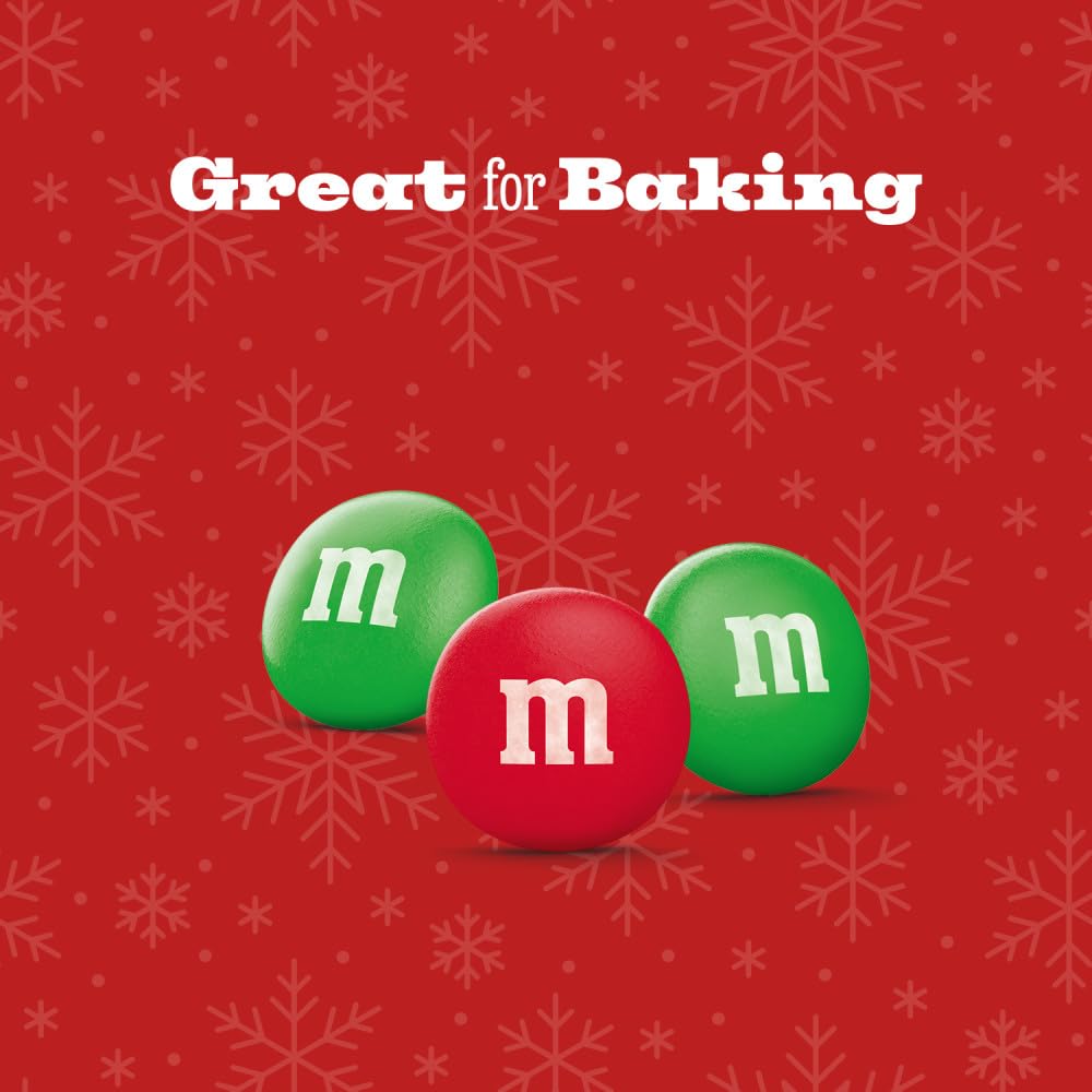 M&MS Minis Milk Chocolate Candy Red & Green Christmas Candy Baking Bits, 10 Oz Bag