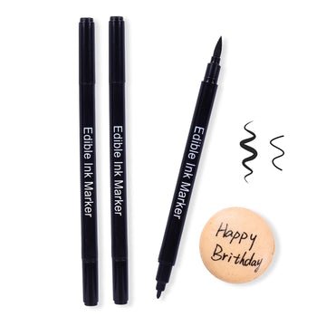 Edible Black Food Coloring Markers Double Tips 3PCS Black Ink Pen Food Grade Gourmet Writer for Decorating Fondant Cakes Cookies