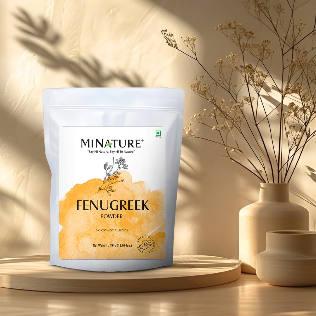 Mi Nature Fenugreek Seed Powder (Trigonella Foenum) | Methi Dana Powder | 454G | (16.01Oz) (1Lb) | 100% Pure & Natural No Addict