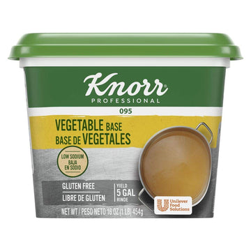 Knorr Professional 095 Low Sodium Vegetable Stock Base Gluten Free, No added MSG, 0g Trans Fat, 1 lb, Pack of 12