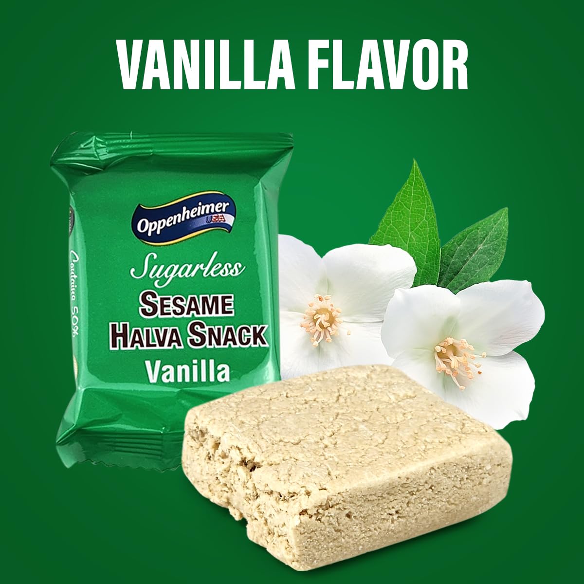 Oppenheimer USA Sugarless Sesame Halva Snacks, Vanilla Flavor, Vegan, Kosher, 11 Pack, 9.7 Oz