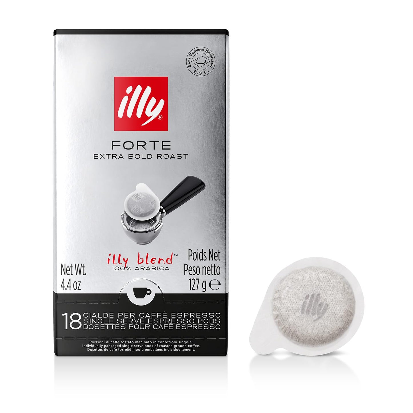 illy E.S.E. Coffee Capsules - Forte Extra Dark Roast - 18 Count - Notes of Dark Chocolate