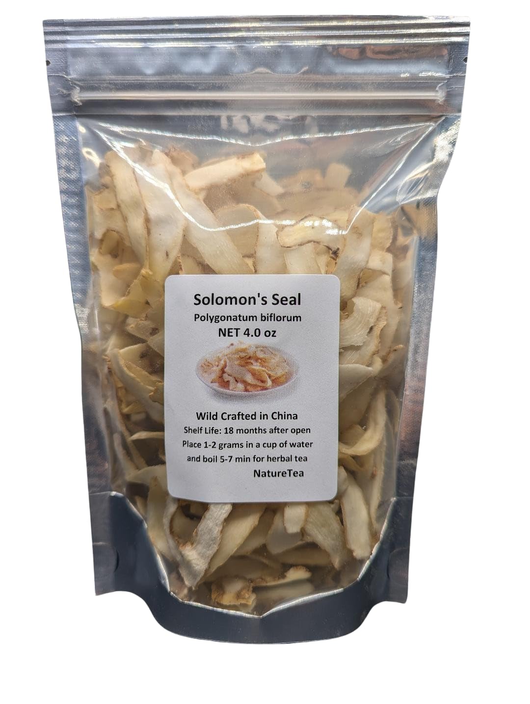 Nature Tea Solomons Seal Dried Root Slice, 4 oz - Polygonatum biflorum, Herbal Tea Ingredient