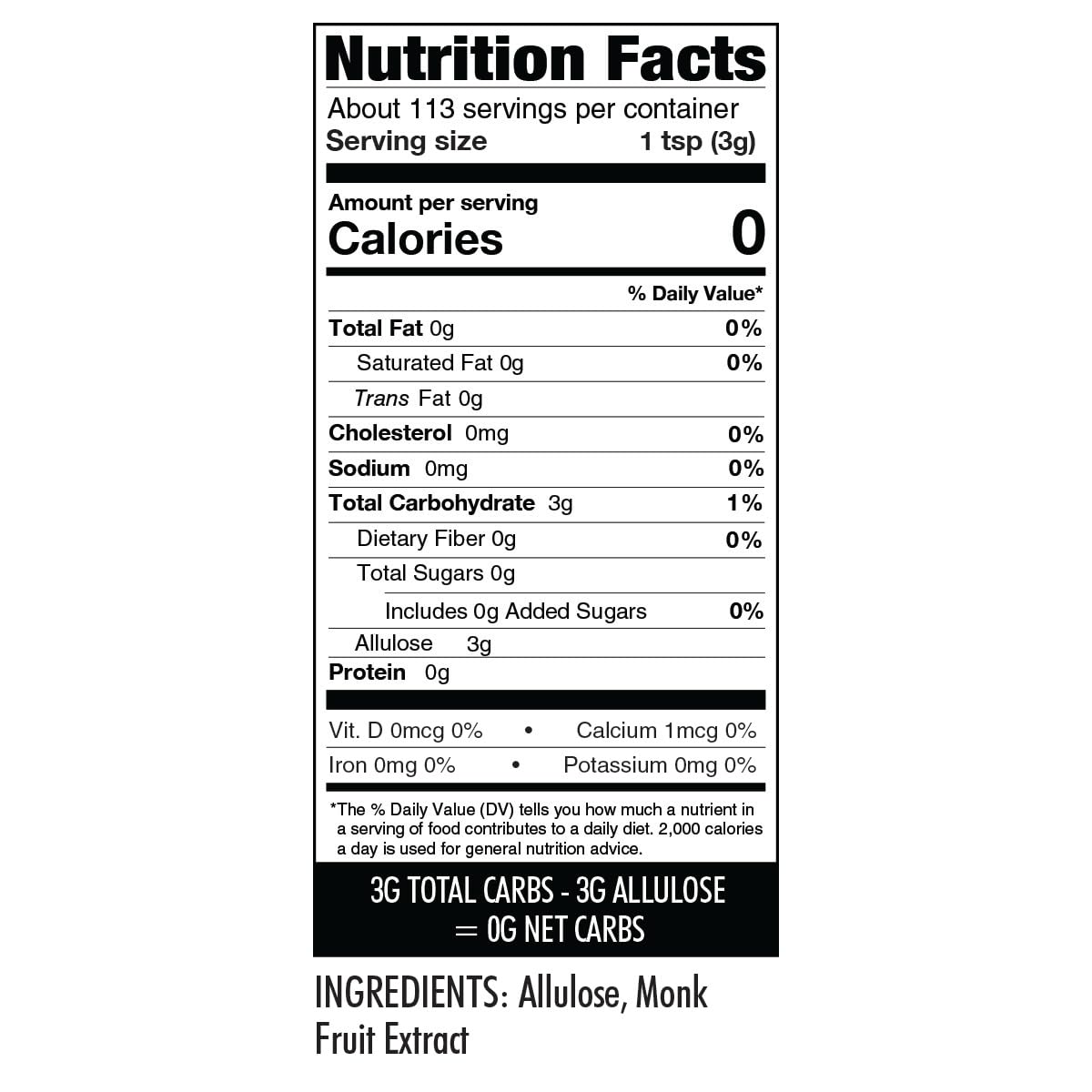 Wholesome Yum Besti Natural Powdered Sugar Substitute - Keto Monk Fruit Sweetener Blend with Allulose, 12 oz, Zero Carb, No Aftertaste