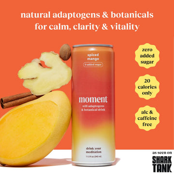 Drink Your Meditation Moment Botanical Drink - STILL Spiced Mango, 11.5 Fl Oz, 12-Pack, Contains Adaptogens, Low Calorie, Keto