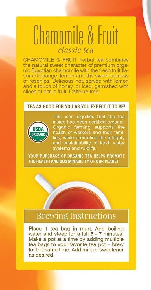 Davidson'S Organics, Chamomile & Fruit, 25-Count Tea Bags, Pack Of 6