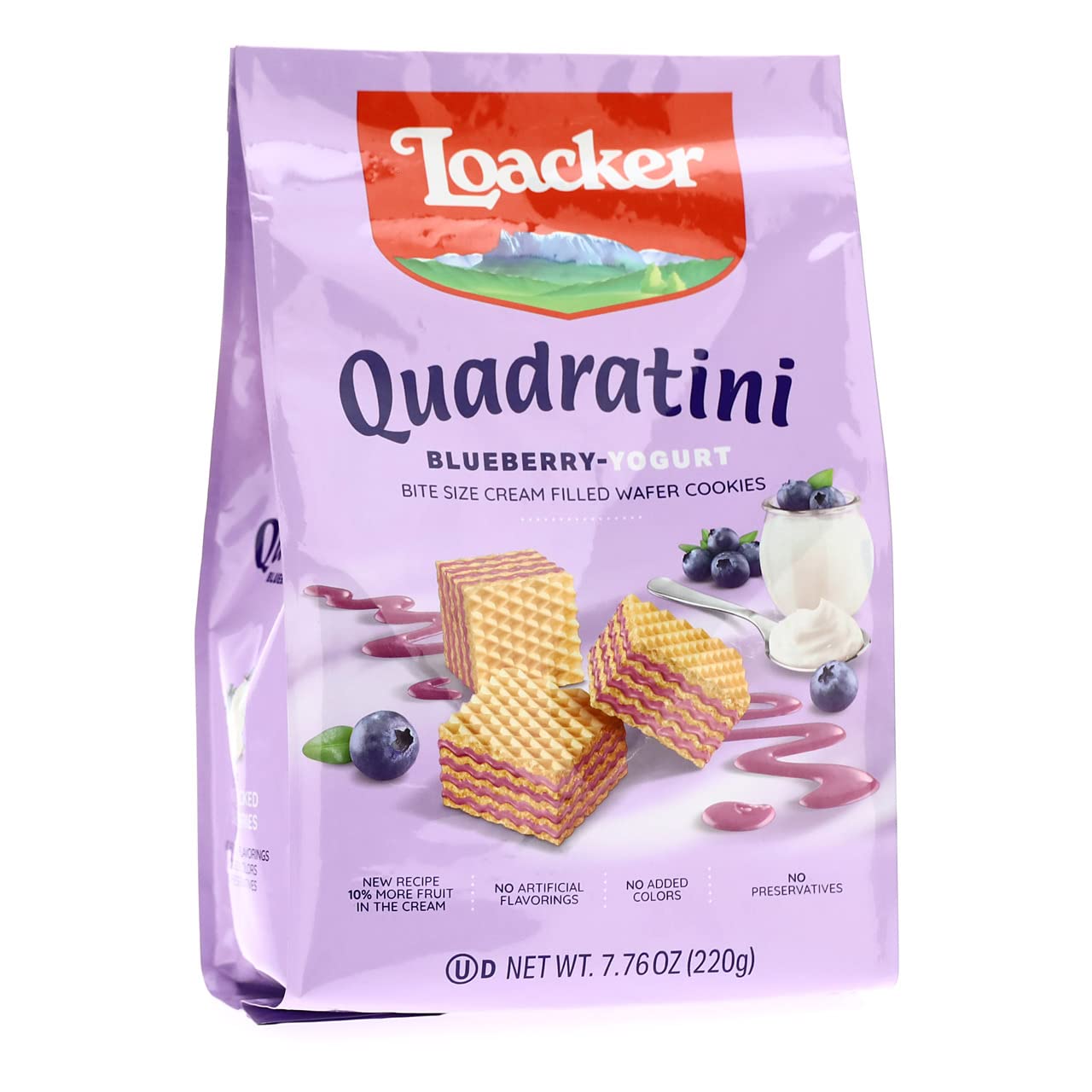 Quadratini Blueberry Yogurt Bite Size Wafers By Loacker