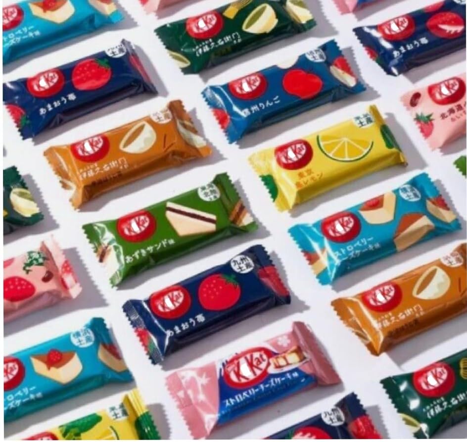 KONBINI JAPAN Mini Assorted 24-Pack Japanese KitKat Chocolate (12 Flavors x2) - Less Sugar Authentic Candy Snacks