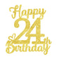 24 Birthday Cake Toppers-Gold Glitter, 24Th Cake Topper For Men,24 Cake Topper For Women, 24Th Birthday Decorations,24Th Birthda