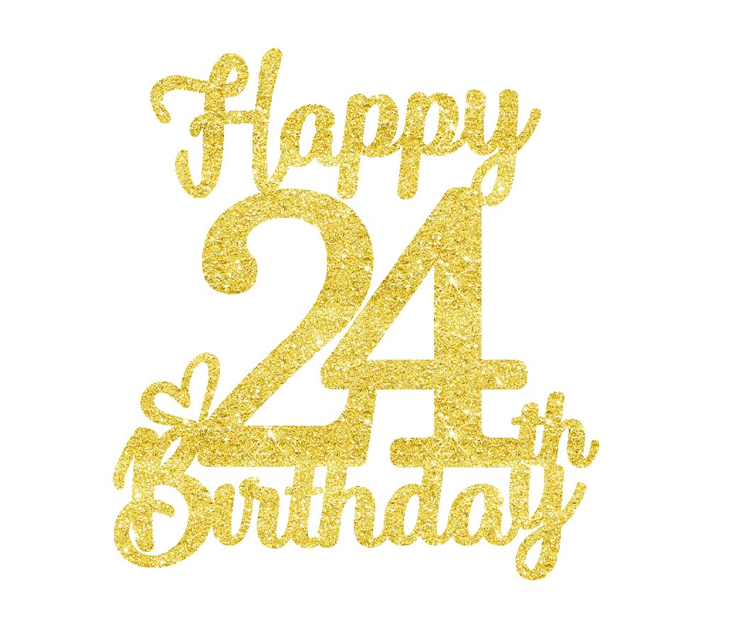 24 Birthday Cake Toppers-Gold Glitter, 24Th Cake Topper For Men,24 Cake Topper For Women, 24Th Birthday Decorations,24Th Birthda