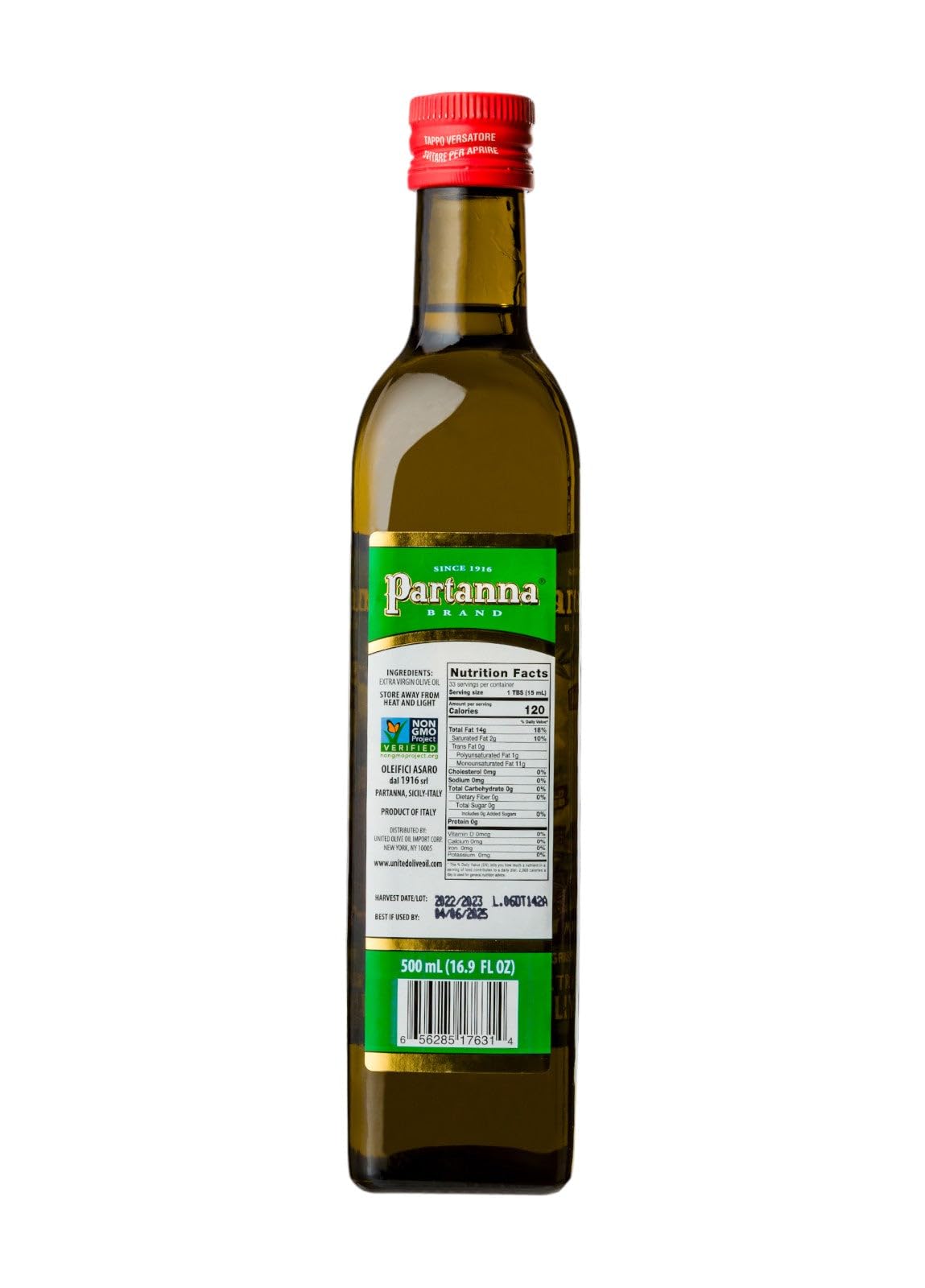 Partanna Everyday Medium Extra Virgin Olive Oil - Premium Castelvetrano Olive Oil - Harvested In Sicily - Pure Authentic Italian