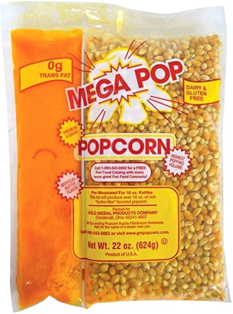 Generic Mega-pop Popcorn Kit with Coconut Oil - 22 Oz., 20 Count, 30 Pound (Pack of 1)