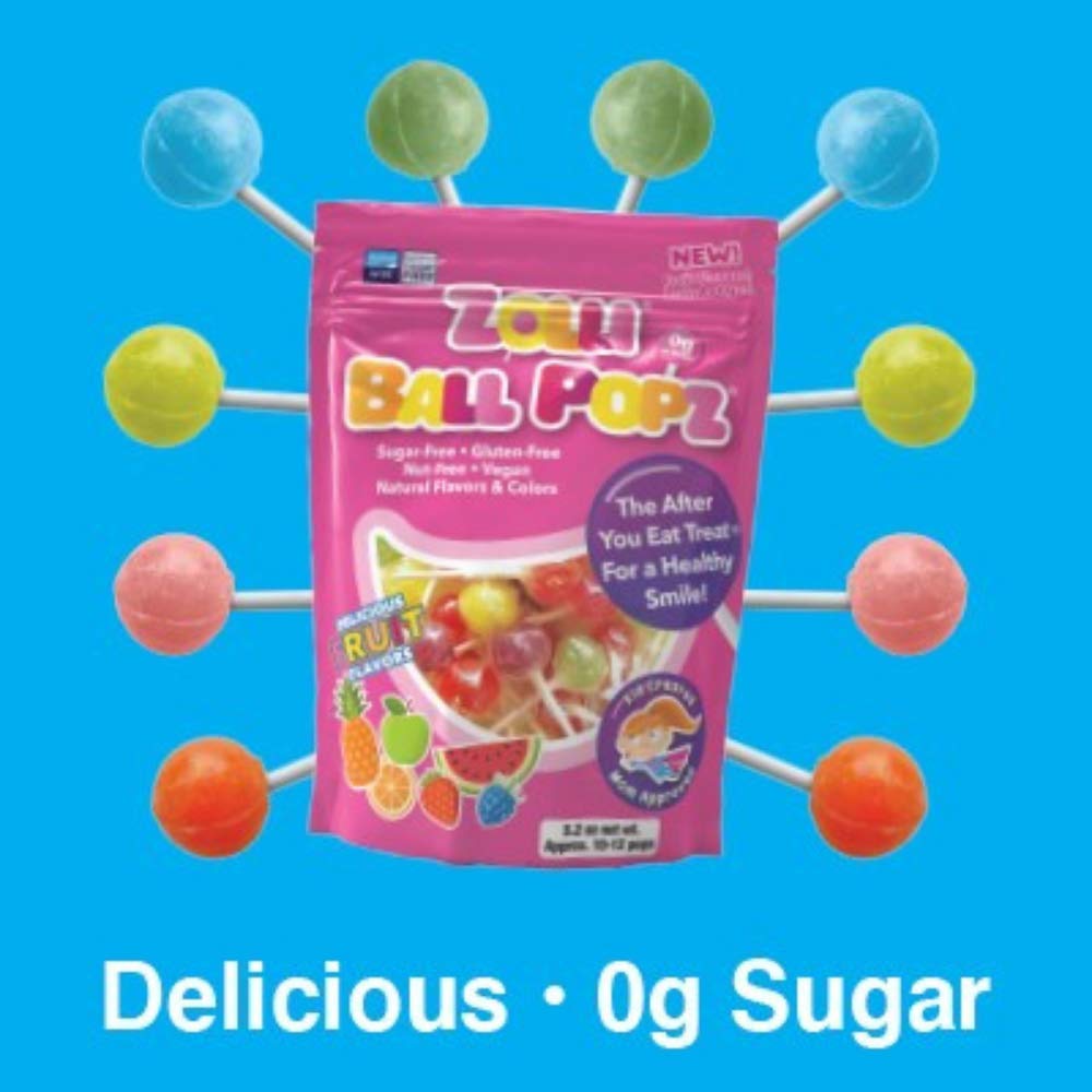 Zollipops Zolli Ball Popz Lollipops Clean Teeth, Natural Fruit, 8Oz