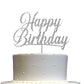 RokAPary Happy Birthday Glitter Cake Topper, Double-Sided Acrylic, Silver