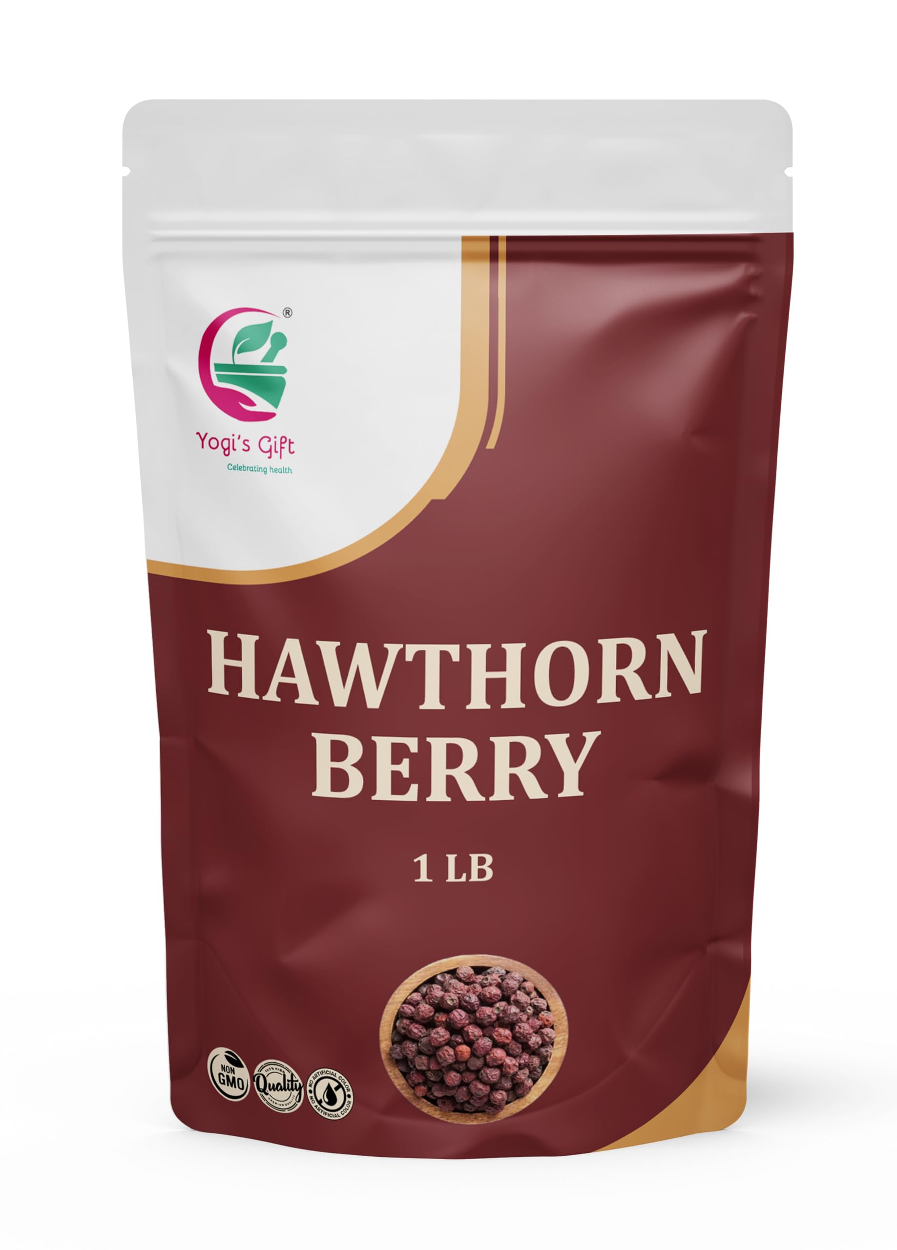 Hawthorn Berries 1 Lb - Dried Whole Hawthorne Tea Berry  Fruity Flavor - 100% Natural & Pure - By Yogis Gift