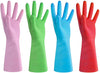 Urbanseasons Dishwashing Rubber Gloves For Cleaning - 4 Pairs Household Gloves Including Blue, Pink, Green And Red, Non Latex An