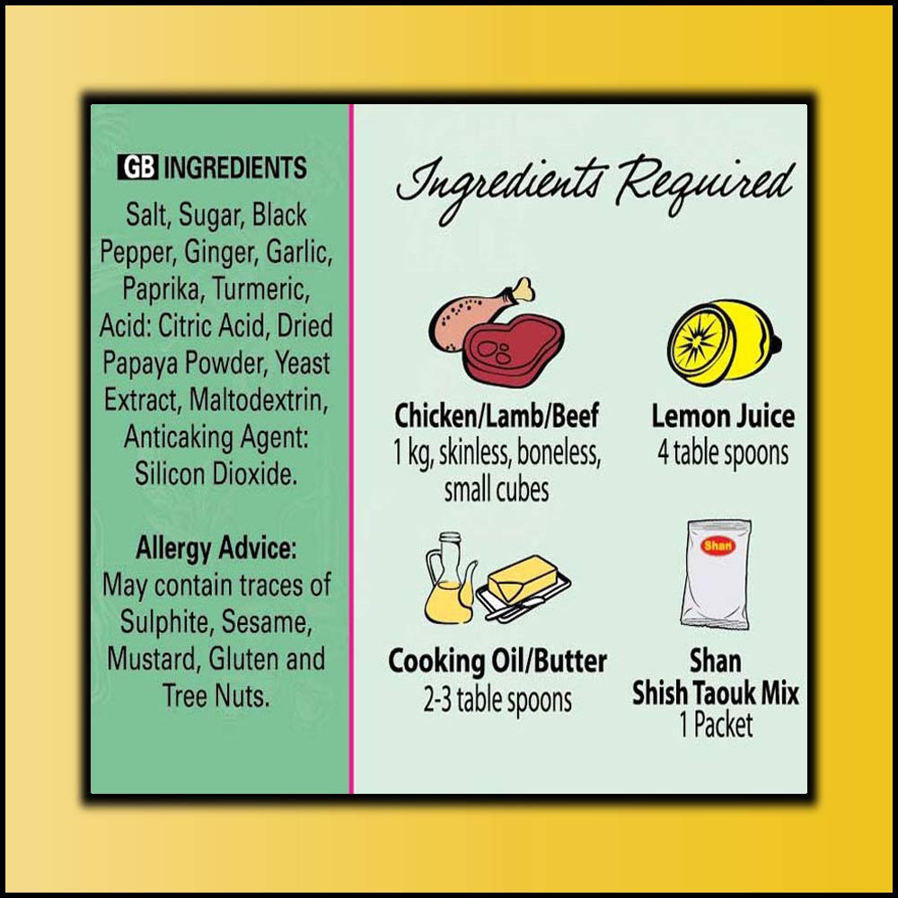 Shan Shish Taouk Arabic Seasoning Mix - Spice Powder for BBQ Meat - 1.41 oz - Vegetarian - Airtight Bag in a Box