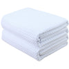 Polyte Microfiber Oversize Quick Dry Lint Free Bath Towel, 60 X 30 In, Set Of 2 (White, Waffle Weave)