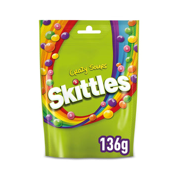 Skittles Crazy Sours Pouch, 174G (Pack Of 4)