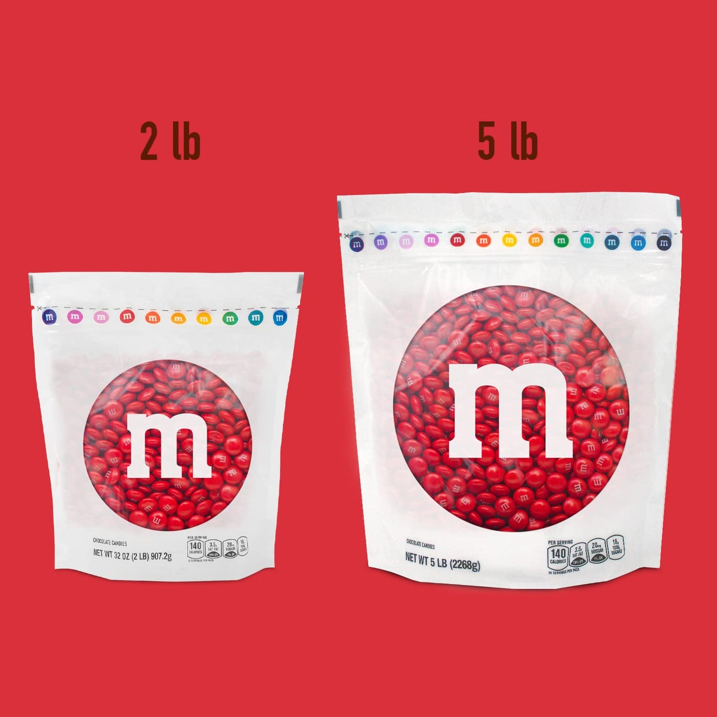M&Ms Red Milk Chocolate Candy, 2Lbs Of M&M'S In Resealable Pack For Candy Bars, Birthday Parties, 4Th Of July, Christmas, Valent