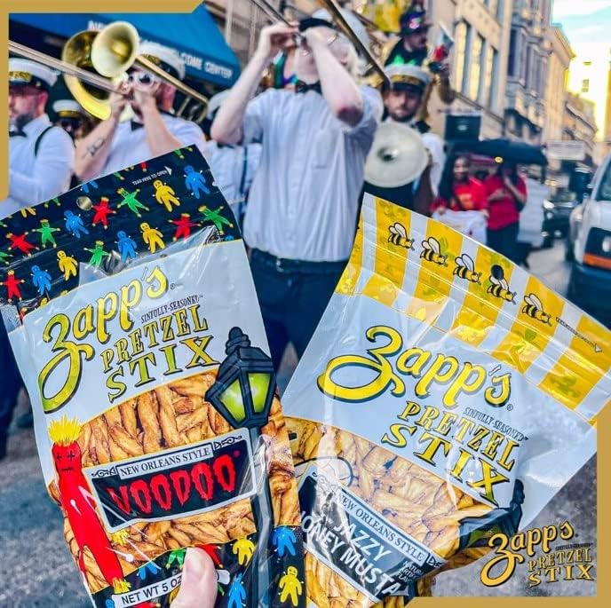 Zapps Jazzy Money Mustard Pretzel Stix pack of 8-5 oz bags