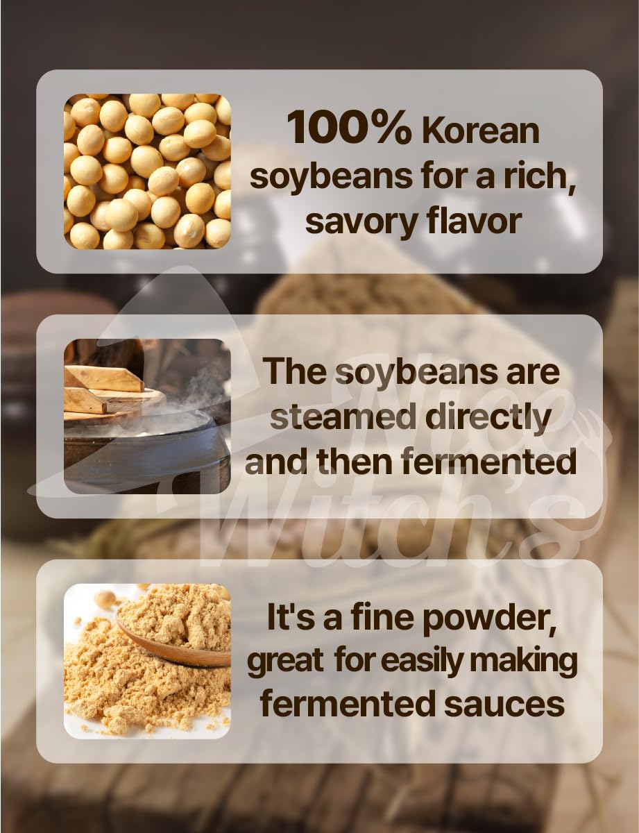 Nice Witch'S Korean Traditional Fermented Soybeans Powder 500G / 1.1Lb - 100% Korean Soybean Meju Powder/  ,