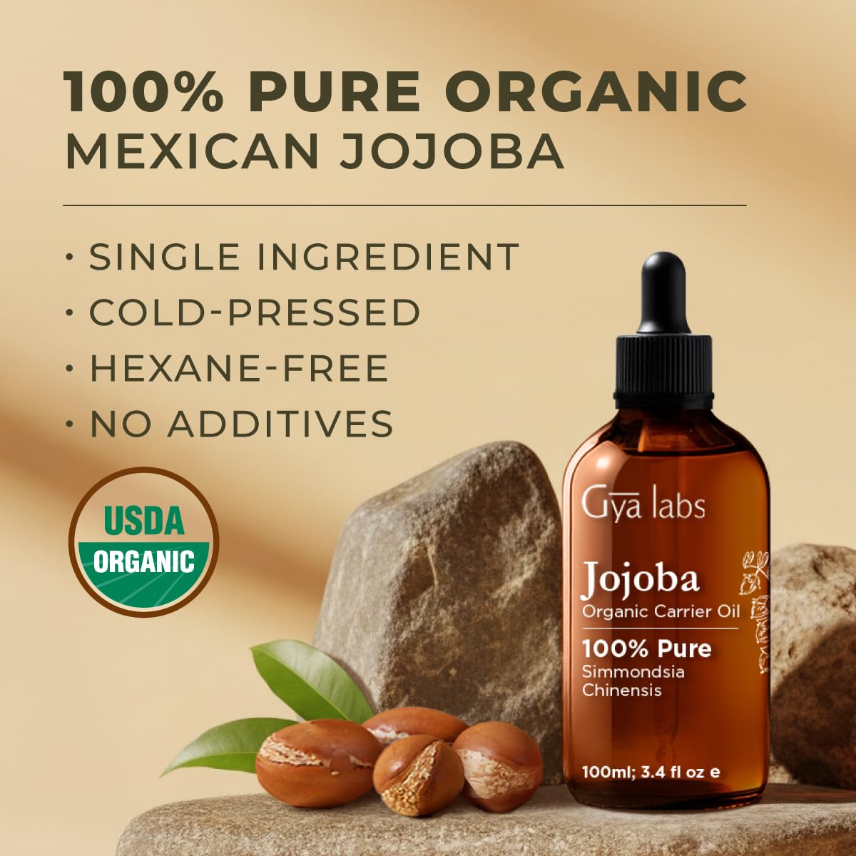 Gya Labs Organic Jojoba Oil For Skin - Vegan & Pure Jojoba Oil Organic Cold Pressed Unrefined - Jojoba Oil For Hair, Ear Stretch