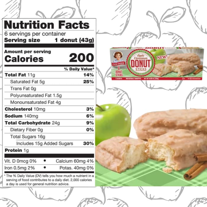 Liittle Debbie Donut Sticks Variety Pack, Glazed And Apple Cinnamon, 6 Count, 4 Boxes