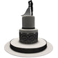 Large Pre-Made Ready To Use Edible Cake Lace Rose Scallop Black 14-Inch 10-Piece Set