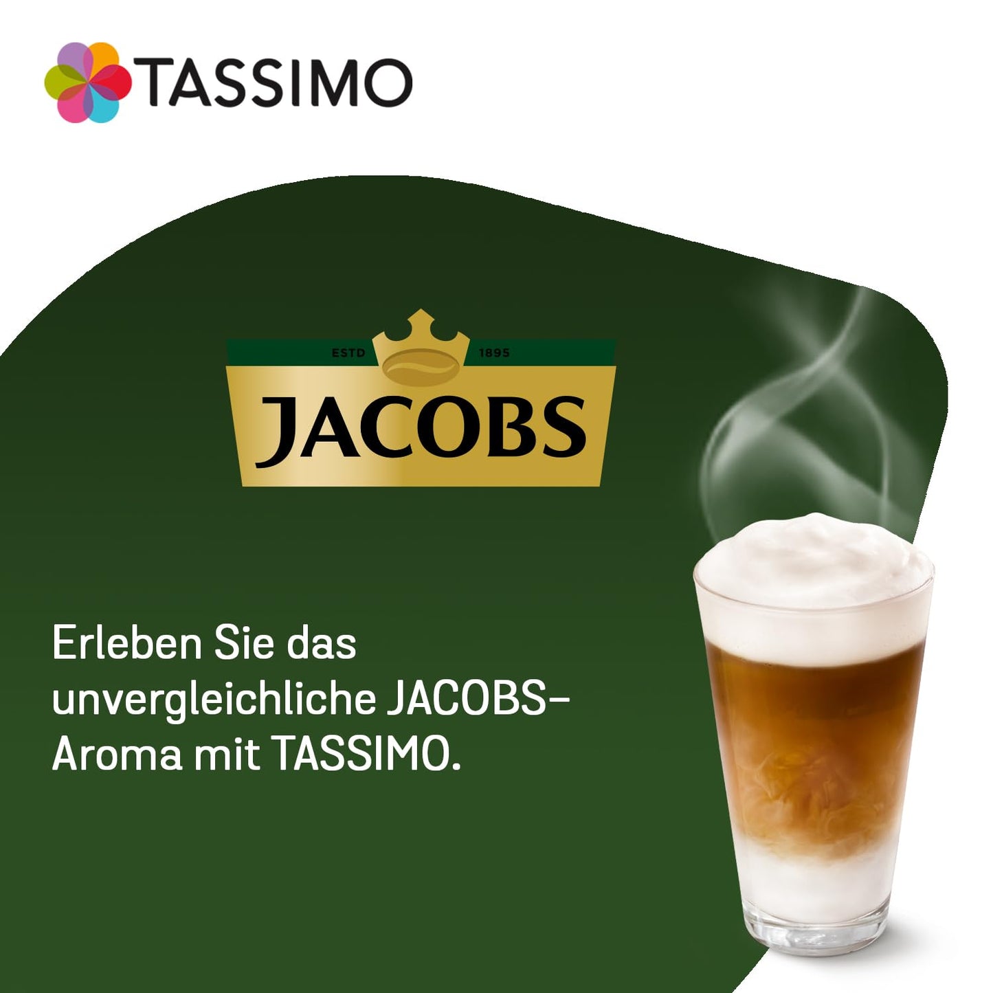 Tassimo Jacobs Latte Macchiato Caramel Coffee Pods, 5 x 268g, Model 4031646