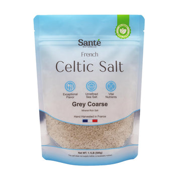 Sante Naturelle Celtic Salt - 1.1Lb (18Oz) Grey Coarse Sea Salt, Unrefined French Celtic Sea Salt Organic, Hand Harvested 82+ Mi