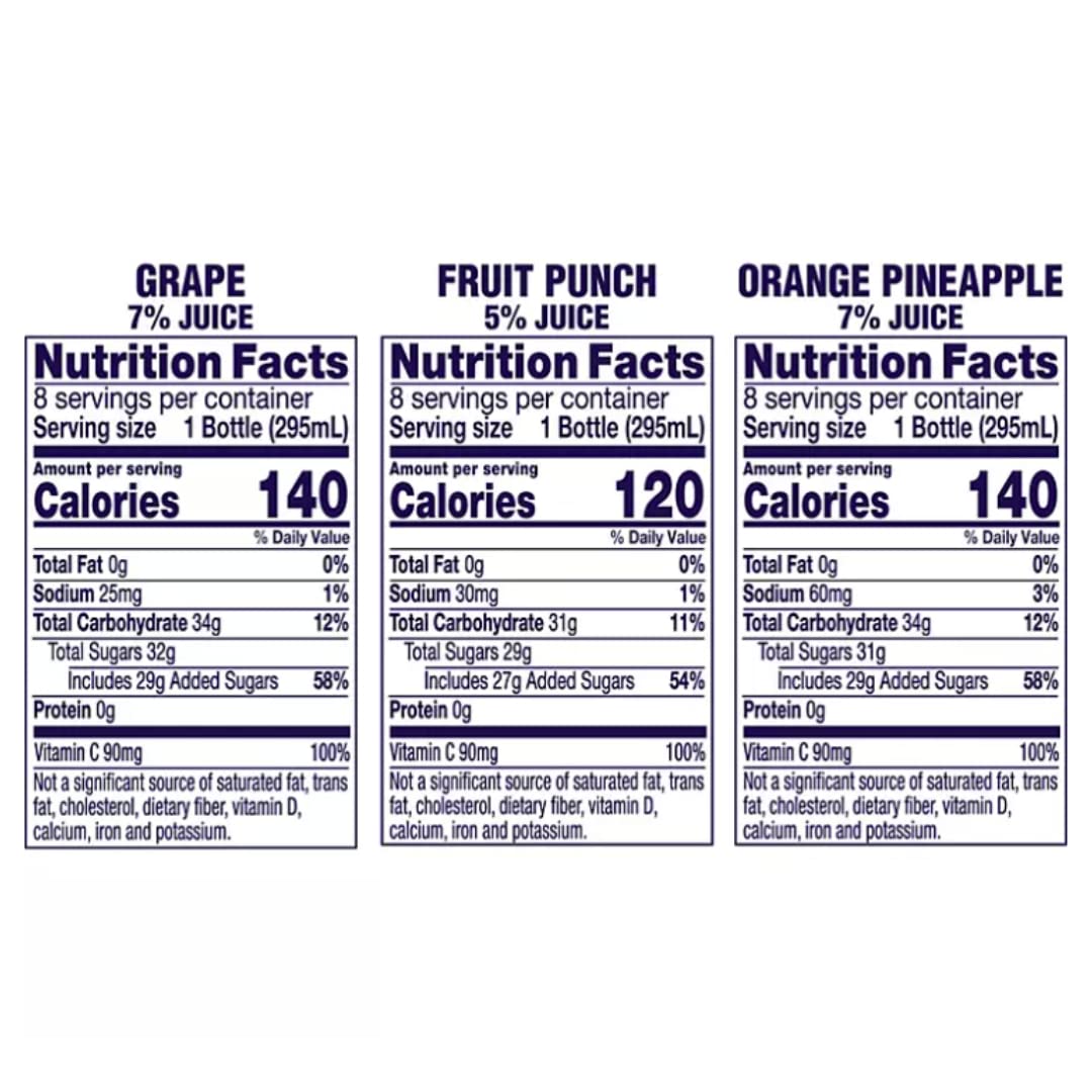 Obanic Welch'S Fruit Juice Variety Pack - Grape, Fruit Punch, And Orange Pineapple - 10 Fl Oz Bottles - 18 Pack