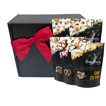 Funky Chunky | Gourmet Chocolate Popcorn Gift Box | Caramel, Nutty Choco Pop, PB Cup, Chip Zel Pop, Choc Prezel Flavors | 5oz Ba