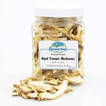 Harmony House Dried Royal Tspirit-inspired flavorpet Mushrooms, 1.5 oz Quart Size Jar