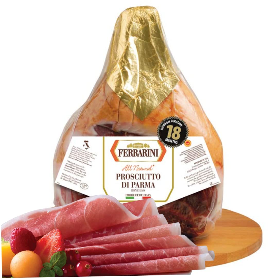 Ferrarini, Prosciutto di Parma, Premium Grade, DOP, Aged 18 Months, Boneless,16-21 lbs +/- per piece Prosciutto Crudo. Product w