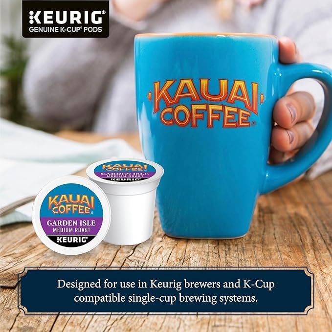 Kauai Coffee K-Cup Pods, Medium Roast, 10% Hawaiian, 48 Count Pack