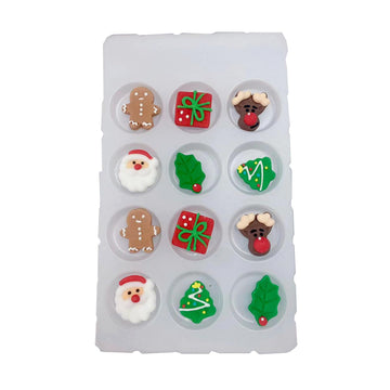 Sentovac 12 Pcs Christmas Icing Decoration Santa Claus Christmas Tree Christmas Leaf Gingerbread Man Deer Head Gifts Mix Candy D