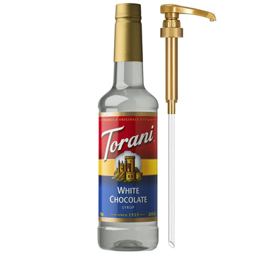 Torani Coffee Syrup, White Chocolate Flavored Syrup for Drinks, Pump Included, 25.4 Fl Oz