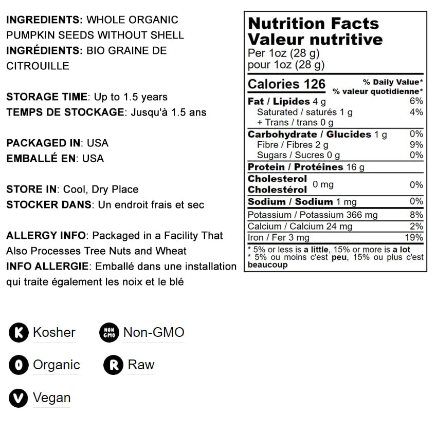 Food To Live Organic Pumpkin Seeds Protein Powder, 8 Pounds - 60% Protein, Non-Gmo, Non-Irradiated, Pure Flour, Kosher, Vegan Su