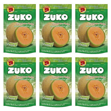ZUKO Cantaloupe Instant Powder Drink, Family Pack, No Sugar Needed, Vitamin C, 14.1 Oz (Pack of 6)