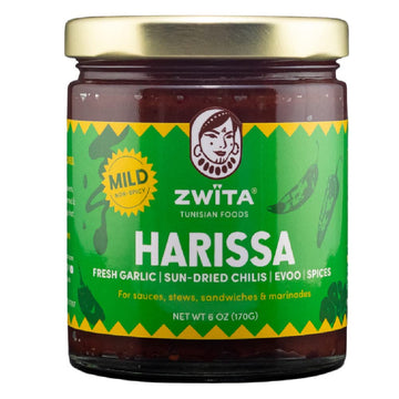 Zwita Mild Harissa 6oz | Tunisian Thick Sun Dried Chili Paste | NOT Spicy | Harissa Paste | Sun Dried Chilis, Fresh Garlic, Extr