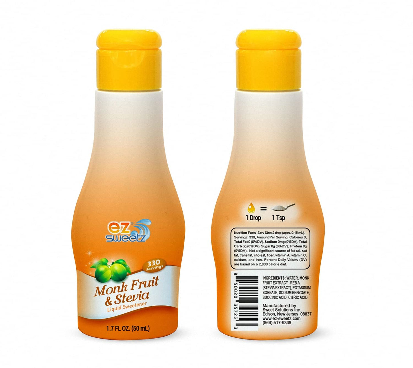 Monk Fruit &Stevia (1.7 Fl Oz - Liquid Sweetener 330 Servings/Bottle | 2Pack)