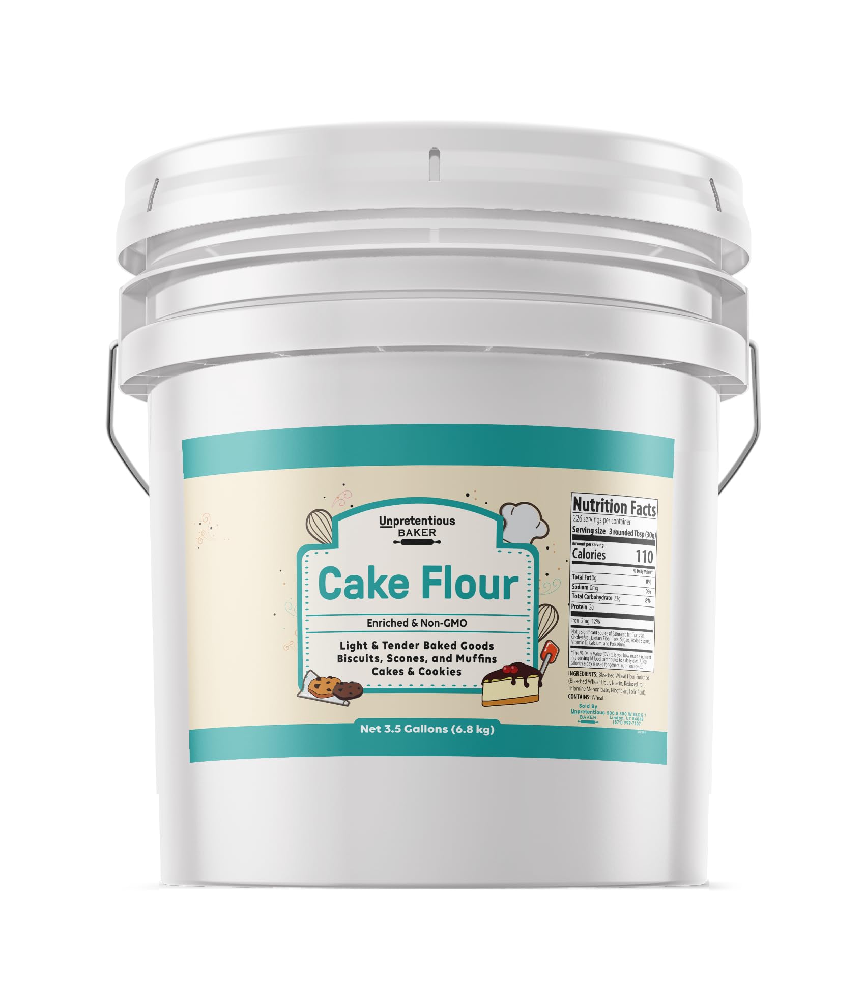 Unpretentious Cake Flour, 3.5 Gallons, Great For Cakes, Biscuits, Scones, Muffins