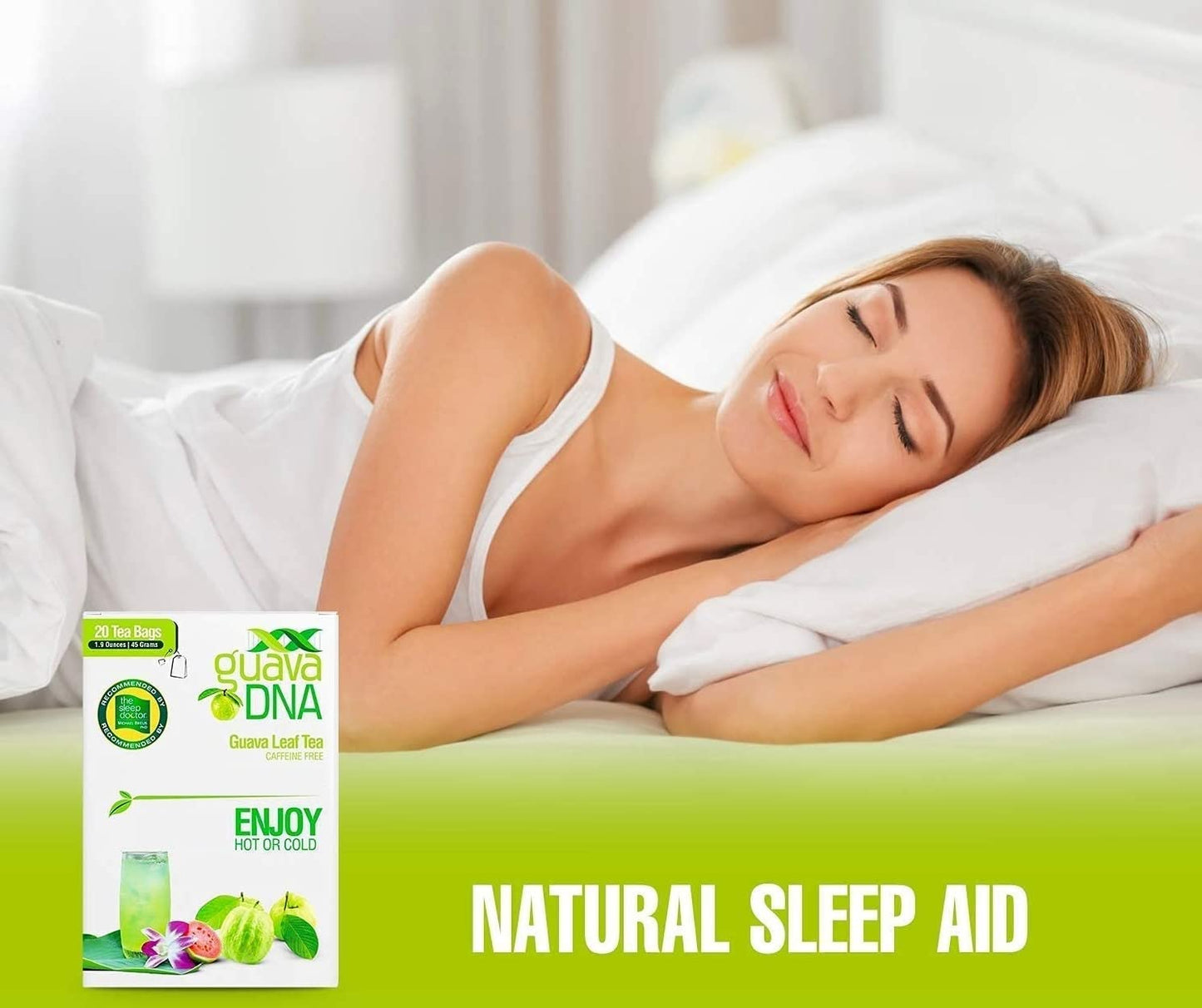 MATCHA DNA Guava Leaf Tea - 20 Individually Wrapped Teabags, 100% Pure Guava Leaves, Natural Herbal Tea, Relaxing & Refreshing