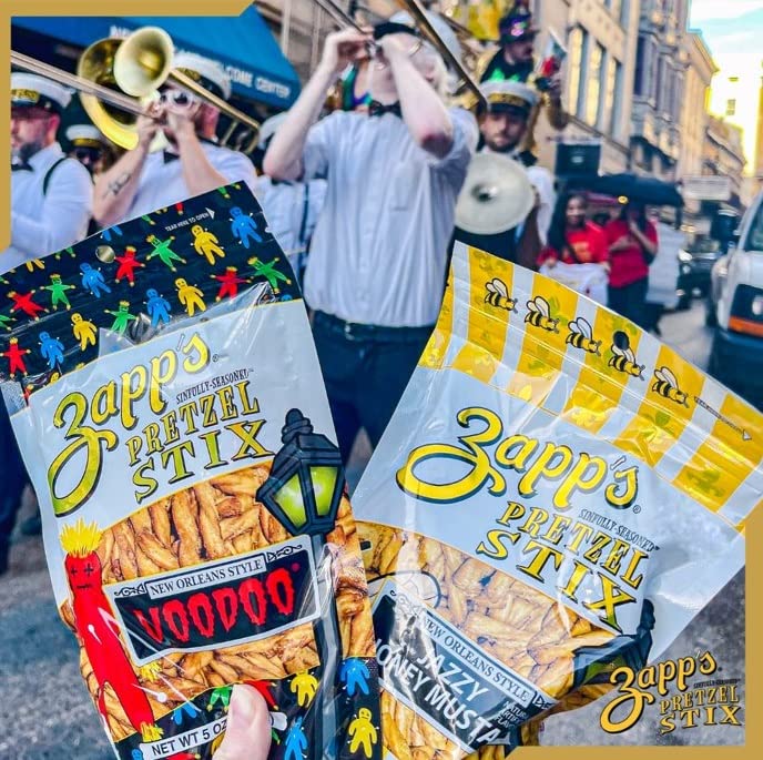 Zapp'S Seasoned Pretzel Stix, 16Oz. Pouch Variety Pack (Pack Of 4), Voodoo & Jazzy Honey Mustard Flavors