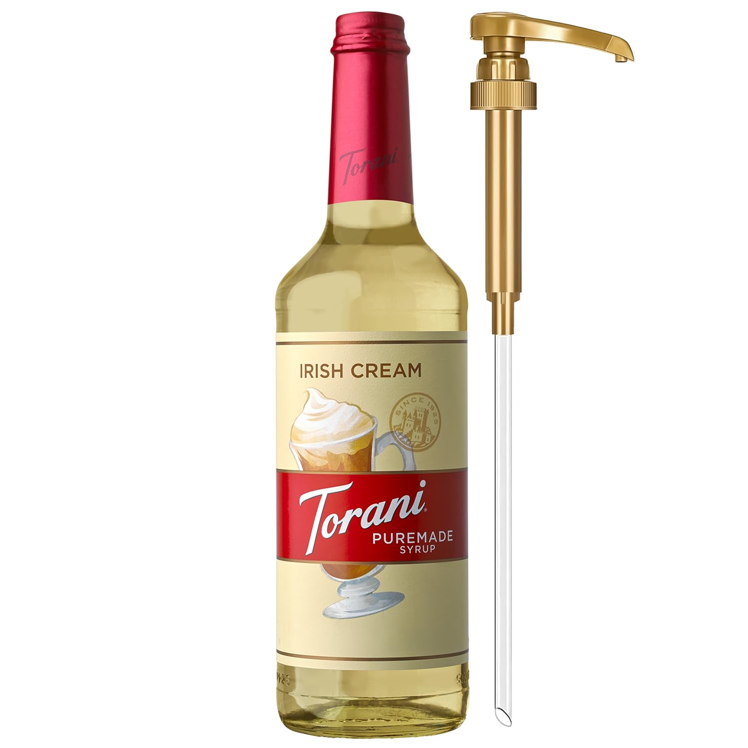 Torani Puremade Syrup  Irish Cream Flavoring For Drinks  Glass Bottle With Pump Included  25.4 Fl Oz