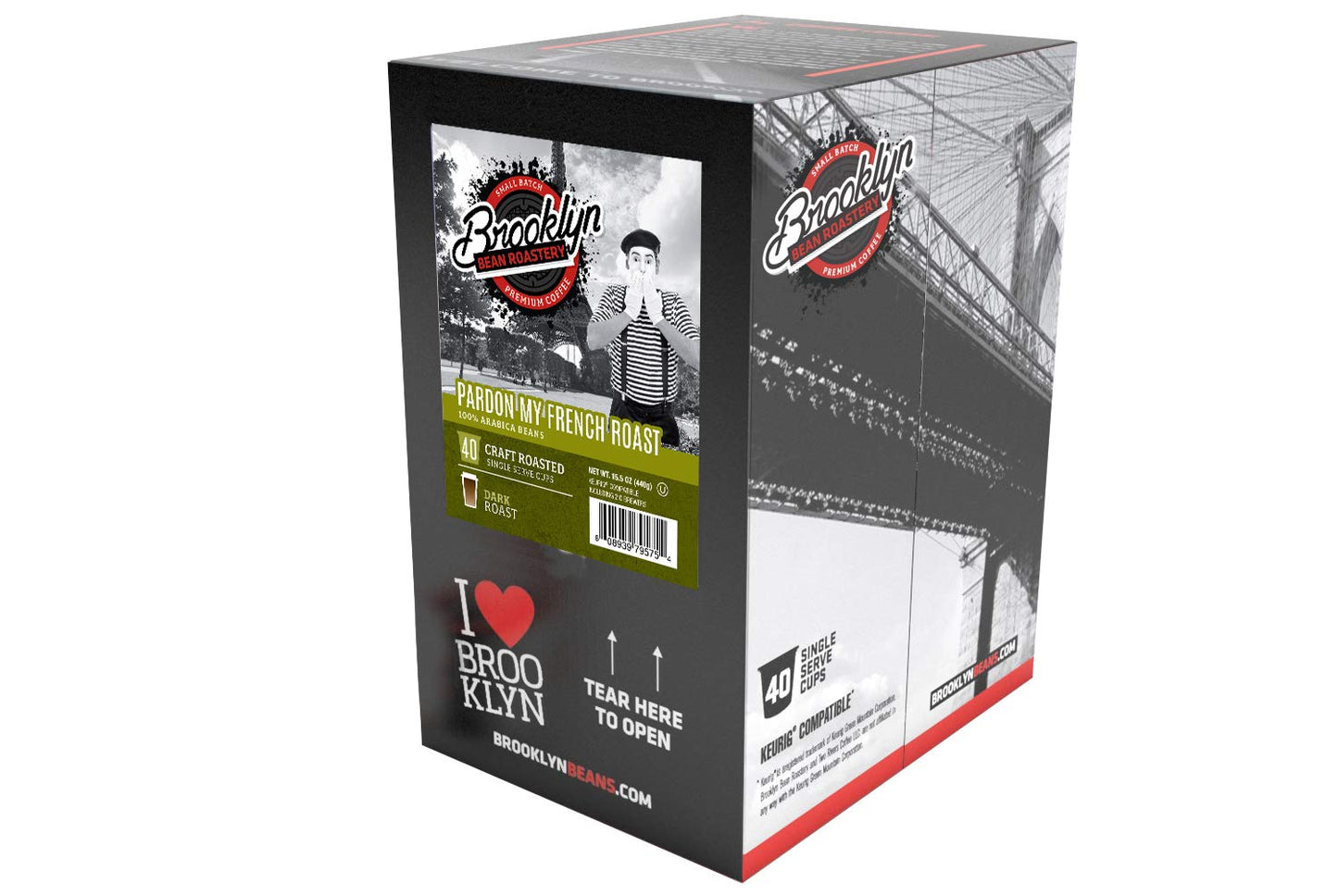 Brooklyn Beans French Roast Coffee Pods, Compatible with Keurig 2.0, 40 Count, Pardon My French Roast, Model BB FR40