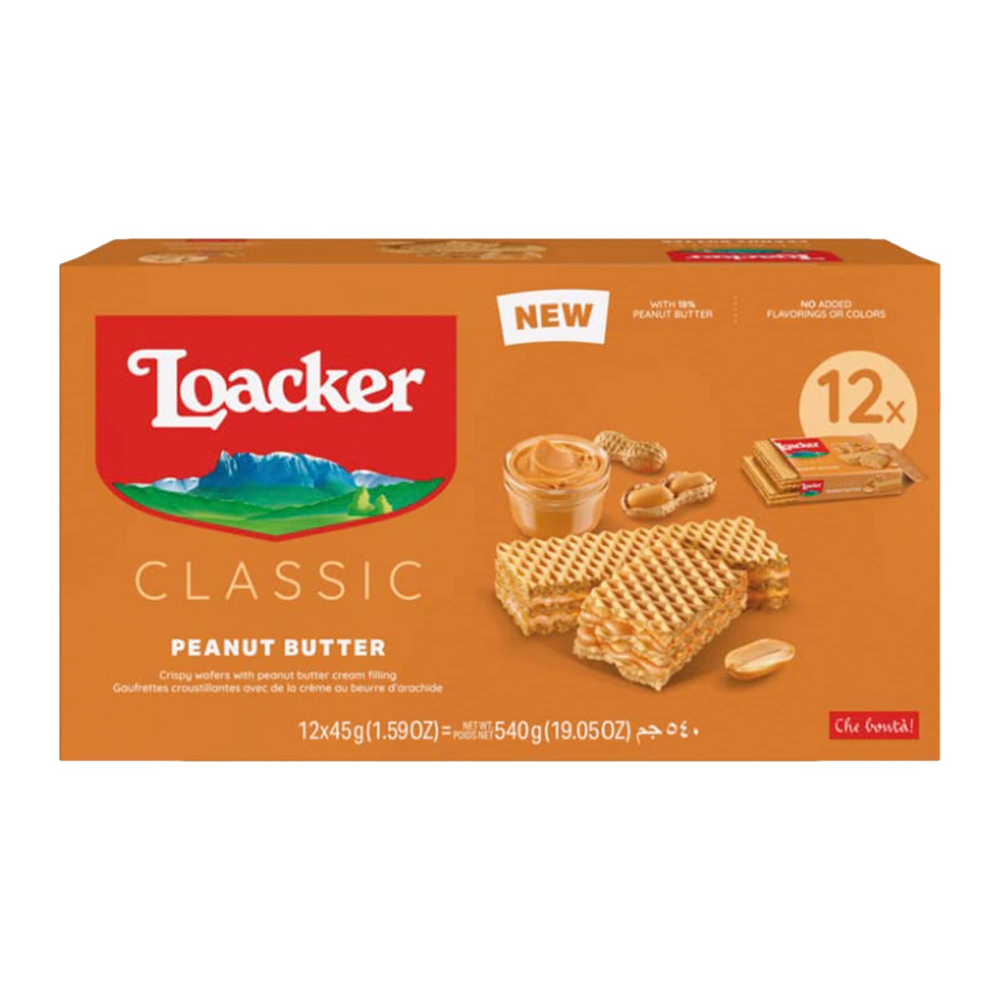 Loacker Classic Peanut Butter Wafers - Premium Crispy Wafer Cookies With Peanut Butter Cream Filling - Multipack Of 12 Snack Packs - Non-Gmo - Creamy Pb - 45G/1.59Oz, Pack Of 12